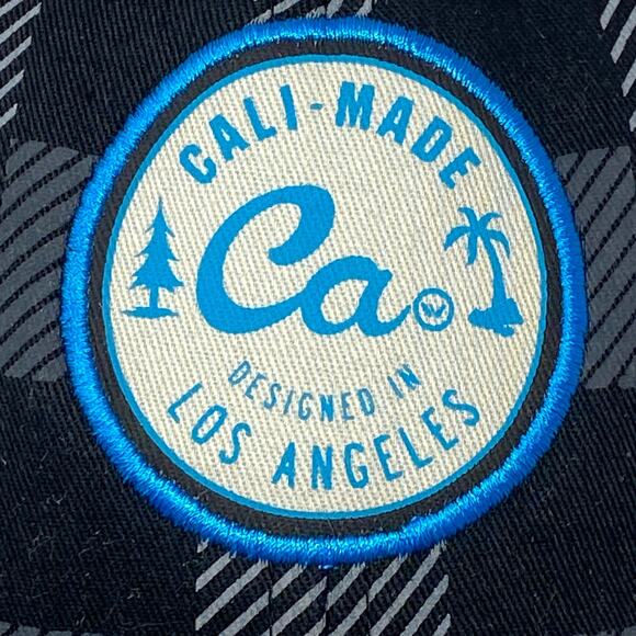 Cali-Made CA Designed In L.A. Black Gray Checkered Embroidered Baseball Cap - Picture 4 of 7